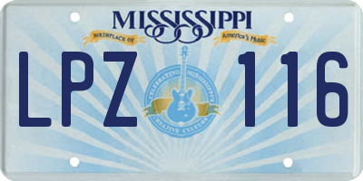 MS license plate LPZ116