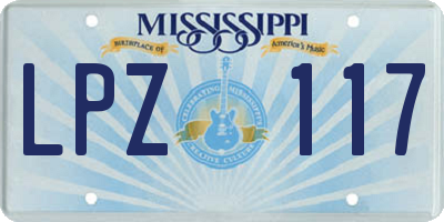 MS license plate LPZ117