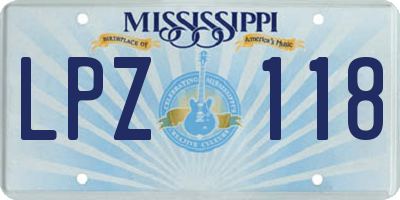 MS license plate LPZ118