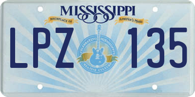 MS license plate LPZ135