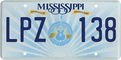 MS license plate LPZ138