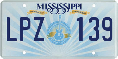 MS license plate LPZ139