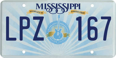 MS license plate LPZ167
