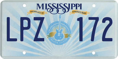 MS license plate LPZ172