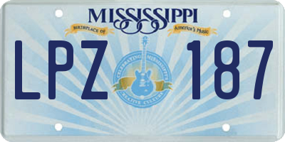 MS license plate LPZ187