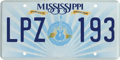 MS license plate LPZ193