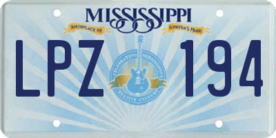 MS license plate LPZ194