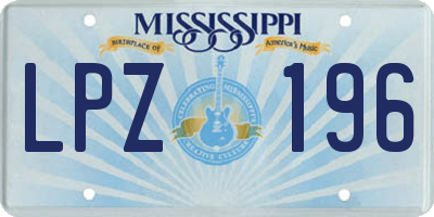 MS license plate LPZ196