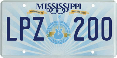 MS license plate LPZ200