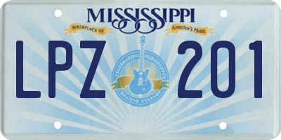 MS license plate LPZ201