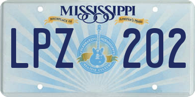 MS license plate LPZ202