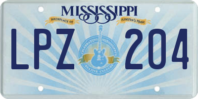 MS license plate LPZ204