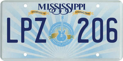 MS license plate LPZ206