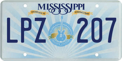 MS license plate LPZ207