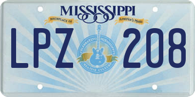 MS license plate LPZ208