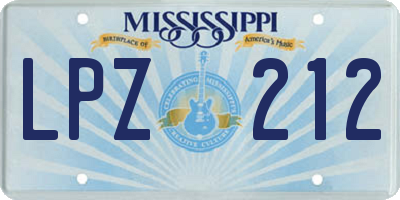 MS license plate LPZ212