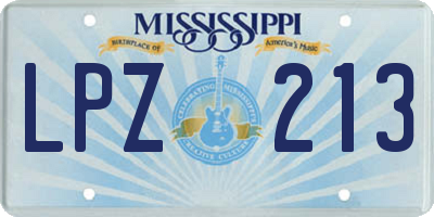 MS license plate LPZ213