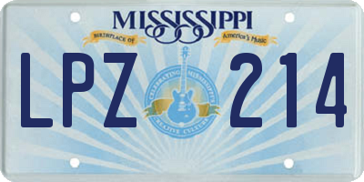 MS license plate LPZ214