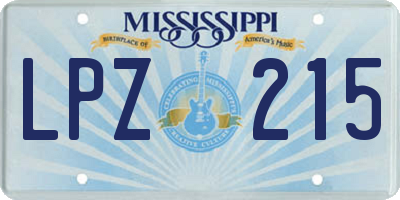 MS license plate LPZ215