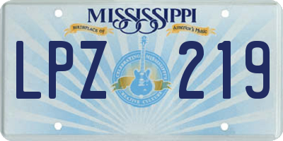 MS license plate LPZ219
