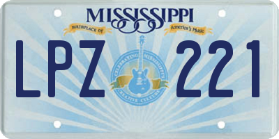 MS license plate LPZ221