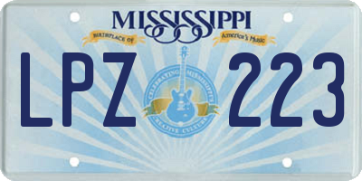 MS license plate LPZ223