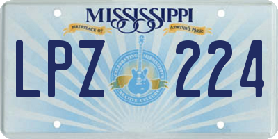 MS license plate LPZ224