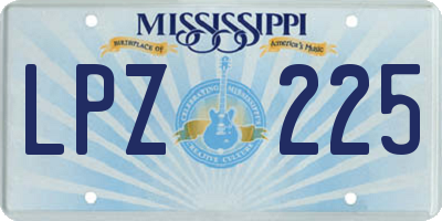 MS license plate LPZ225