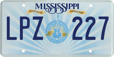MS license plate LPZ227