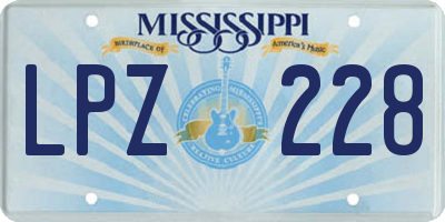 MS license plate LPZ228