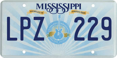 MS license plate LPZ229