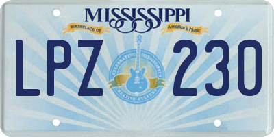 MS license plate LPZ230