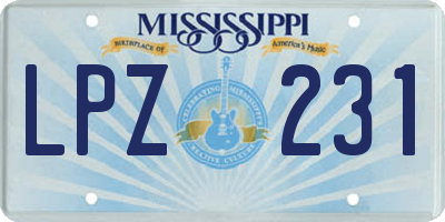 MS license plate LPZ231