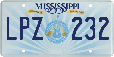 MS license plate LPZ232