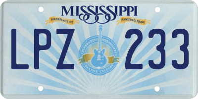 MS license plate LPZ233