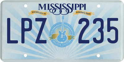 MS license plate LPZ235