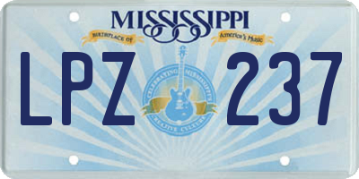 MS license plate LPZ237