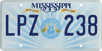 MS license plate LPZ238