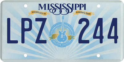 MS license plate LPZ244