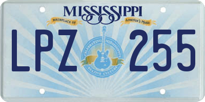 MS license plate LPZ255