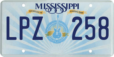 MS license plate LPZ258