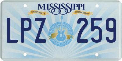 MS license plate LPZ259