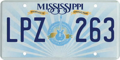 MS license plate LPZ263