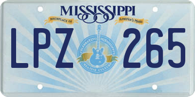 MS license plate LPZ265