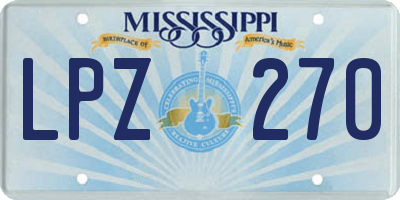 MS license plate LPZ270