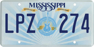 MS license plate LPZ274