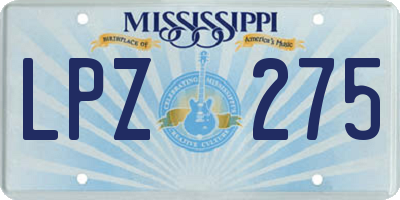 MS license plate LPZ275