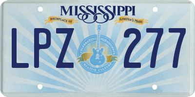MS license plate LPZ277