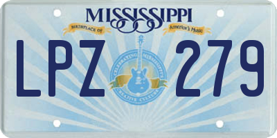 MS license plate LPZ279