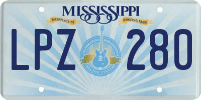 MS license plate LPZ280